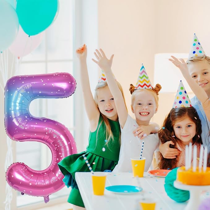40 Inch Gradient Rainbow Number 1 Balloon - Image 5