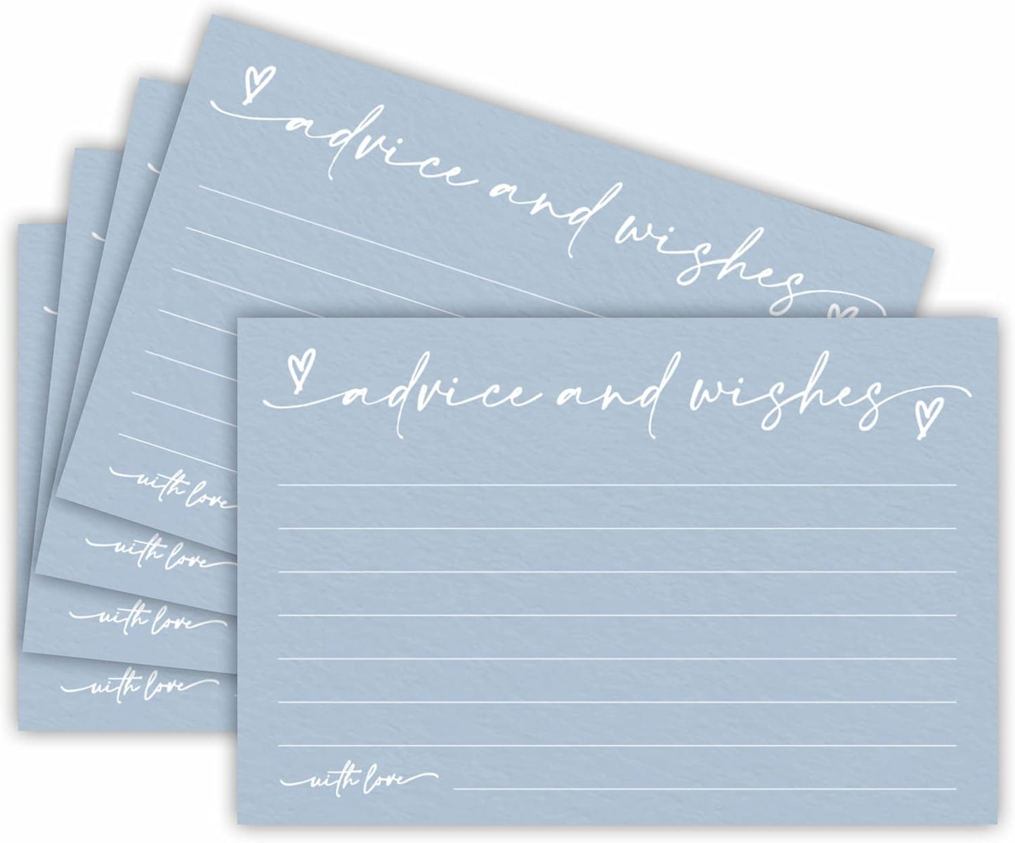 30 Advice & Wishes Cards - Minimalism Blue - Double Sided Fill-In Advice Cards For Bridal, Wedding, Graduate Party, Mr & Mrs, Retirement, Baby Shower, Party Favor & Supplies - A04