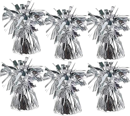Chochkees 6-Count Silver Metallic Balloon Weights, Birthday Party Favors by Chochkees