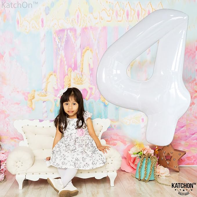 KatchOn White Number 4 Balloon 40 Inch, Unicorn Birthday - Image 6