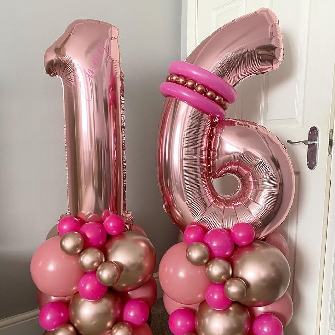Rose Gold 1 Number Balloons, 40 Inch Big 1 Balloon Numbers Rose Gold 1 Foil - Image 2