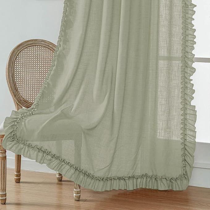 Light Sage Green Farmhouse Curtains - Image 5