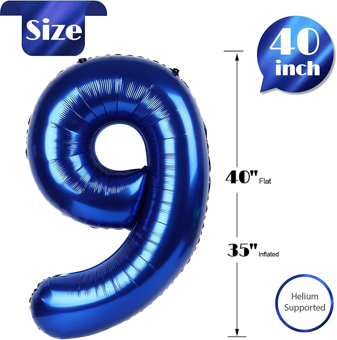 Night Blue Number 9 Balloon 40 Inch - Image 5