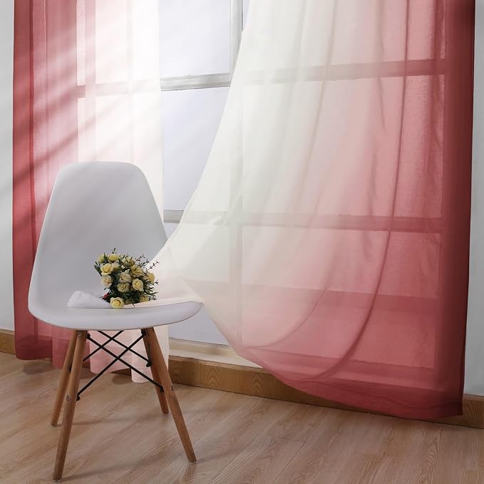 DWCN Ombre Faux Linen Sheer Curtains - Image 3