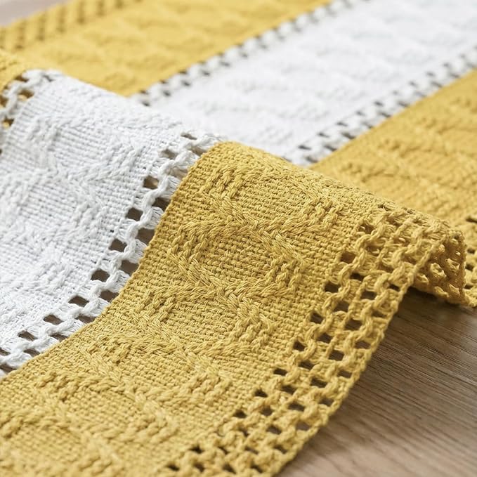 Artoid Mode Yellow Farmhouse Woven Table Runner 12x120 Inch | Holiday Rustic - Image 6