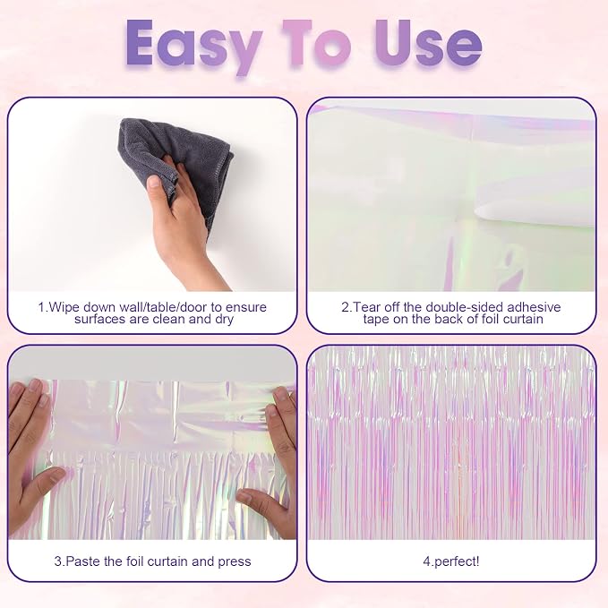 Voircoloria 3 Pack 3.3x8.2 Feet Iridescent Transparent Foil Fringe Backdrop - Image 4