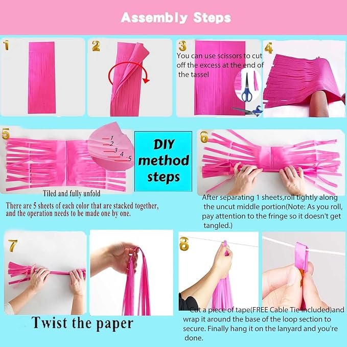 Purple Gold Tissue Paper Tassel Garland - Image 3