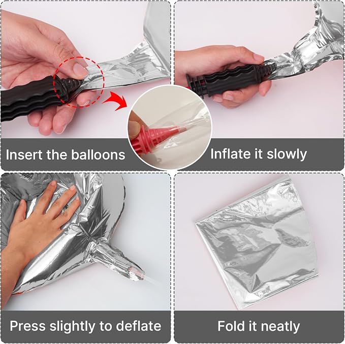 PartyWoo Metallic Silver Large Round Giant Foil 4D Balloons 3pcs 50 Inch | 50 - Image 5