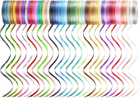48 Rolls Curling Balloon String Roll Ribbons, 48 Colors 5mm 11 Yards Gift by Laviria