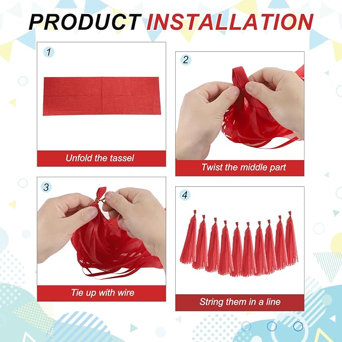 MECCANIXITY 20Pcs Tassel Garland Banner Tissue Paper - Image 4