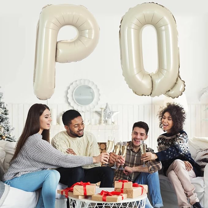 TONIFUL 40 Inch Large Cream White Letter P Balloons Giant Alphabet Letter - Image 4