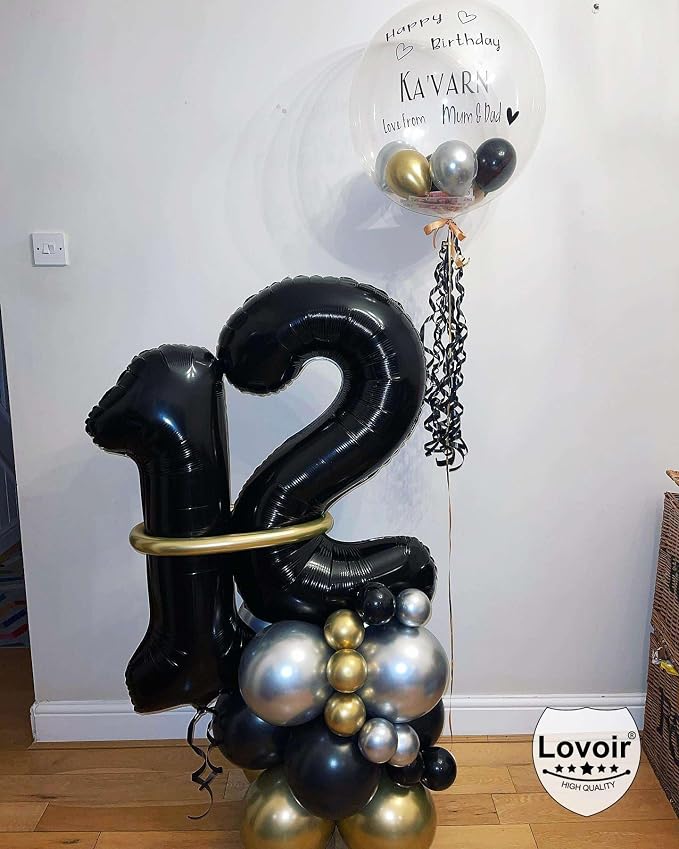 Black 17 Number Balloons, 40 Inch Giant Number 17 Balloons Foil Mylar Helium - Image 6