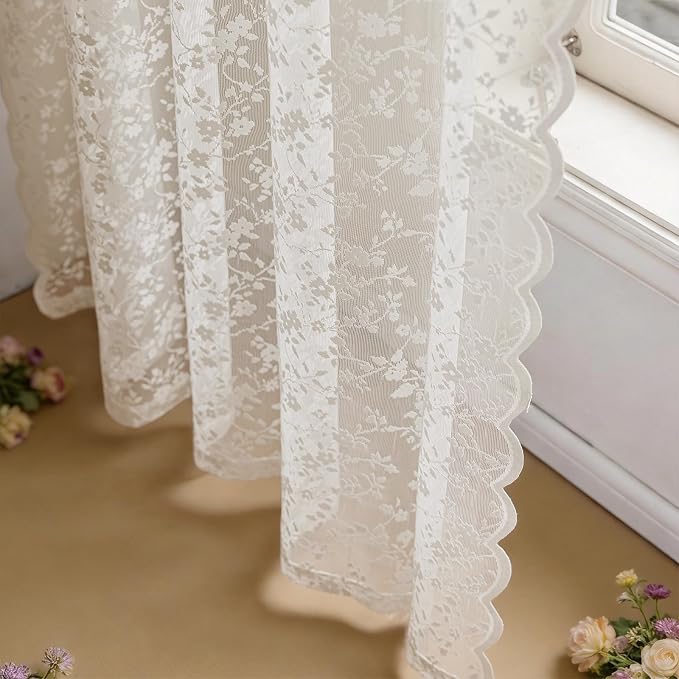 Anmao Vintage Lace Sheer Curtains 54 Inches Long - Image 9