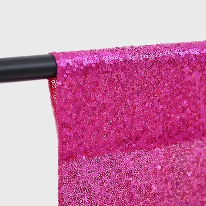 JYFLZQ Hot Pink Sequin Backdrop Curtain 6x8ft 1 Panel Fuchsia Glitter Photo - Image 5