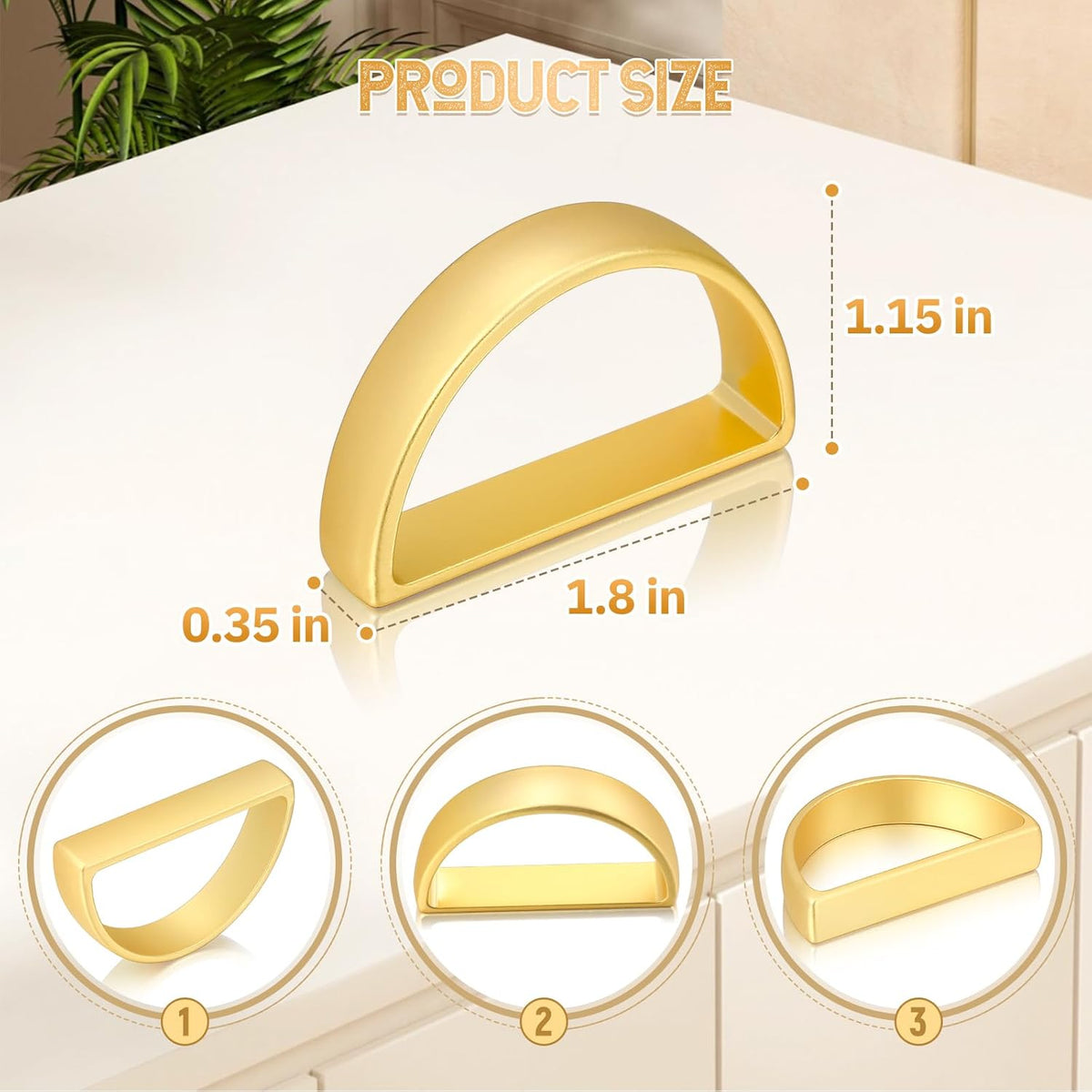 KPOSIYA Napkin Rings Set of 8, Metal Gold Napkin Rings Bulk for Table Settings, D-Shape Napkin Holders Rings for Dinner Table Decor, Easter, Fall,Thanksgiving, Christmas, Party,（Matte Gold，8 pcs）