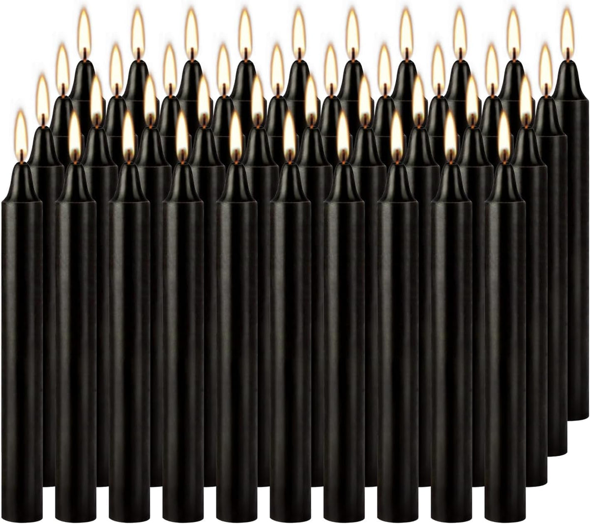 Set of 40 Black Candles – Spell Chime Candles for Halloween, Rituals, Prayer, Birthdays, Meditation, Altar - 4 Inch Tall, Unscented
