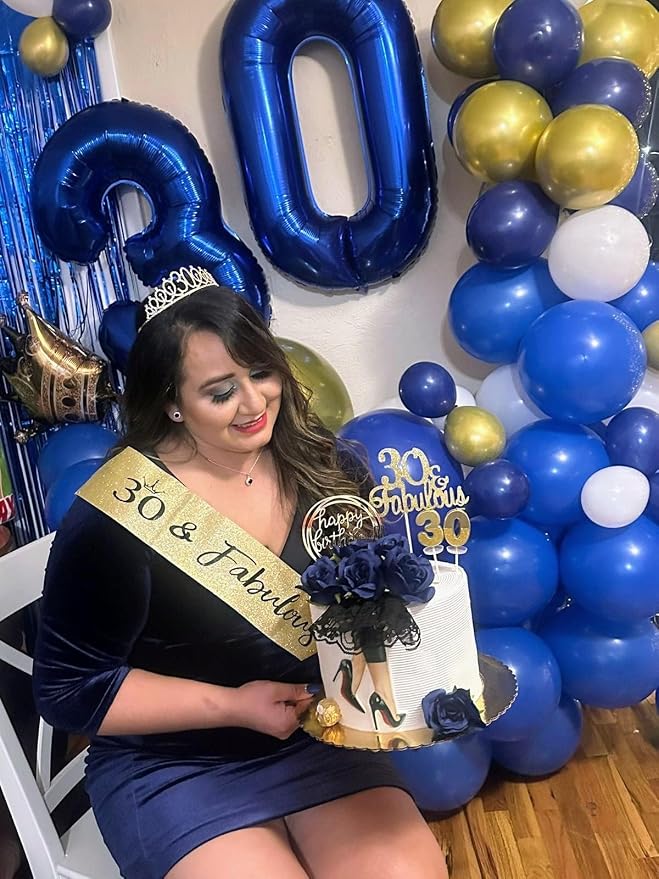 Large Number 0 Balloons Dark Blue Birthday Party Decorations - Image 3