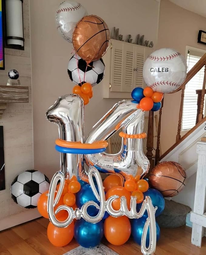 10 Pack 18 Inch Basketball Foil Balloons Helium Metallic Mylar Balloons - Image 5