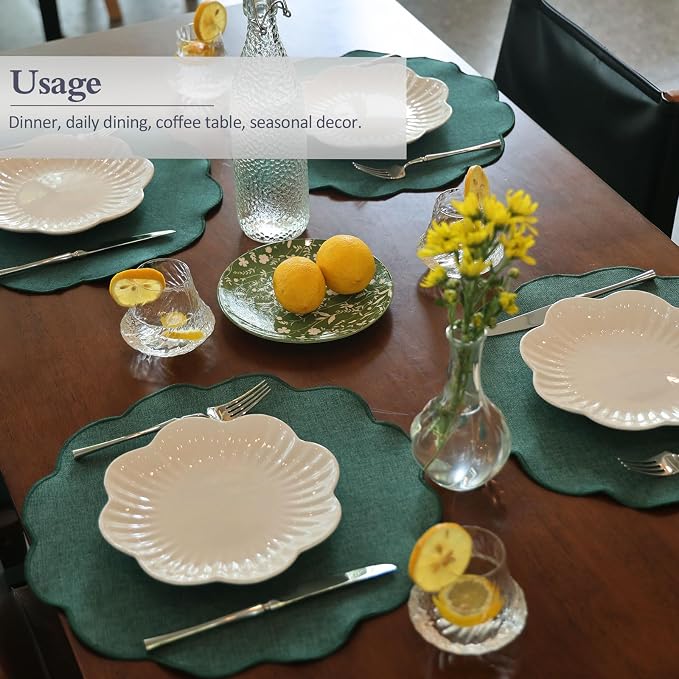 AHHFSMEI Round Faux Linen Placemats Set of 8 Heat Resistant Non-Slip Stain - Image 4