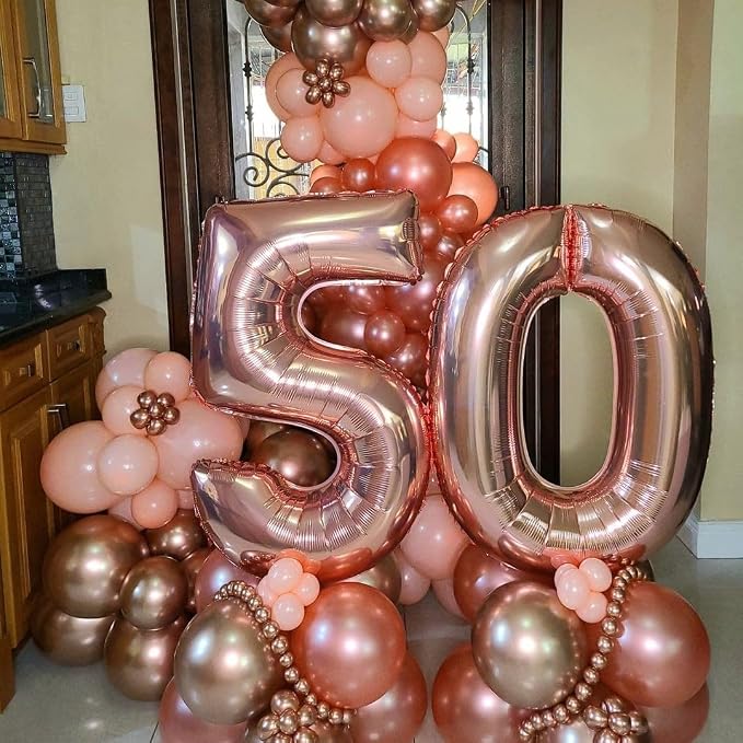 Rose Gold 40 Number Balloons, 40 Inch Big Giant Jumbo 40 Balloon Numbers Rose - Image 4