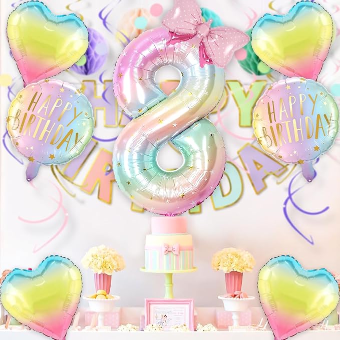 Squish Birthday Decorations Balloon Number 8 - Image 6
