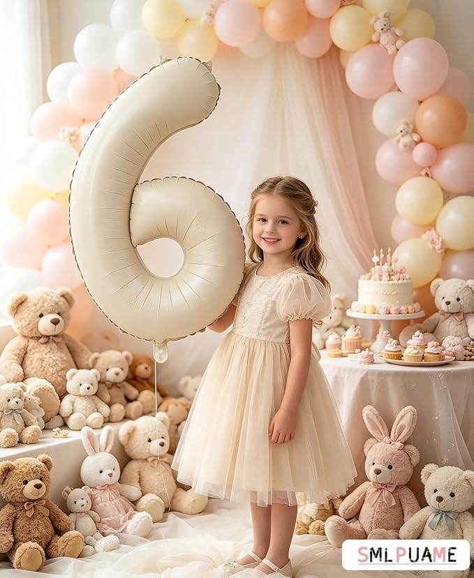 40 Inch Beige Number 6 Balloons - Image 3