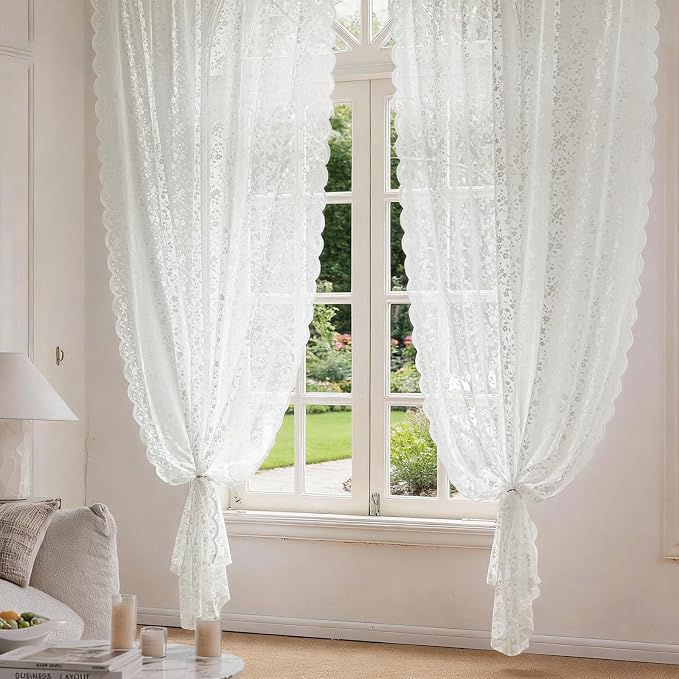 Anmao Vintage Lace Sheer Curtains 84 Inches Long - Image 7