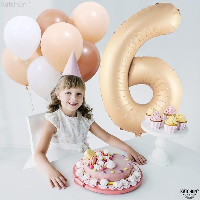 KatchOn Caramel Number 6 Balloon 40 Inch | 6th Birthday Balloon - Image 3