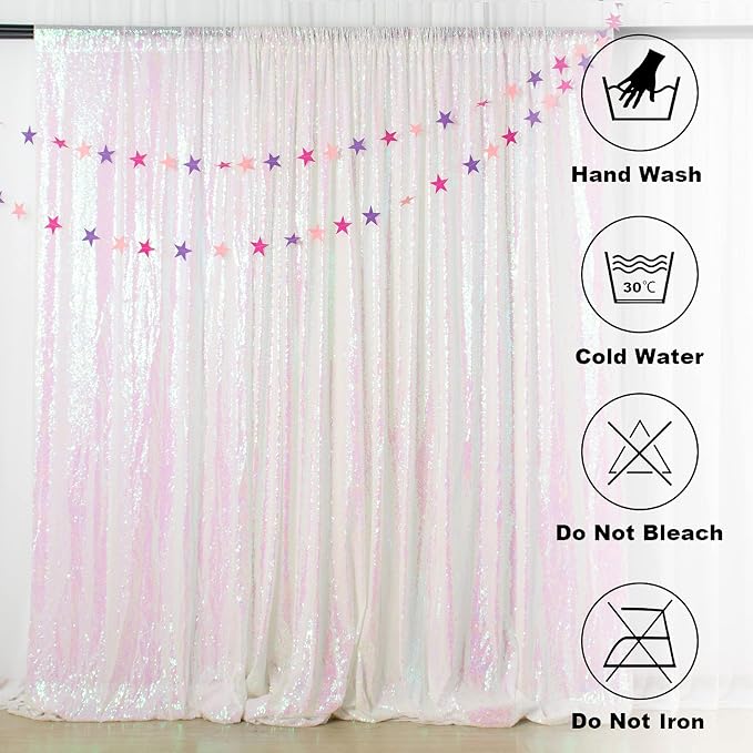 ShinyBeauty White Iridescent Backdrop 10FTx10FT Sequin Backdrop Fabric Backdrop - Image 5