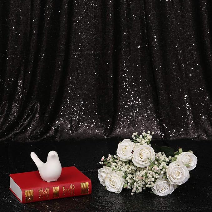 Eternal Beauty Black 3mm Sequin Backdrop 8x8 Ft - Image 7
