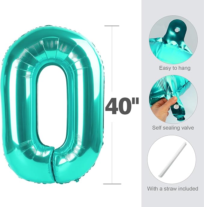 Number Balloons Teal Blue 9 Balloon 40 inch - Image 5
