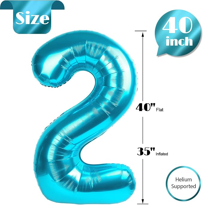Light Blue Number 2 Balloon 40 Inch - Image 5