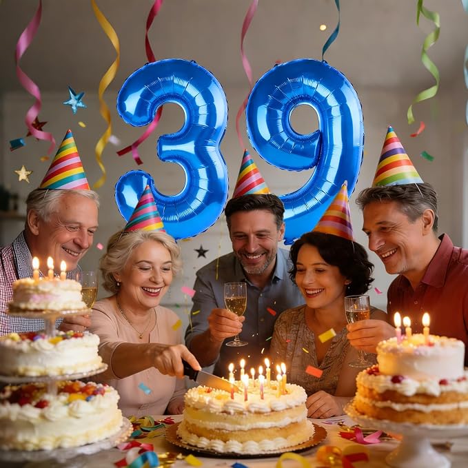 40 Inch Number 39 Balloons for 39th Birthday Party Decorations, 0-100 Dark Blue - Image 2