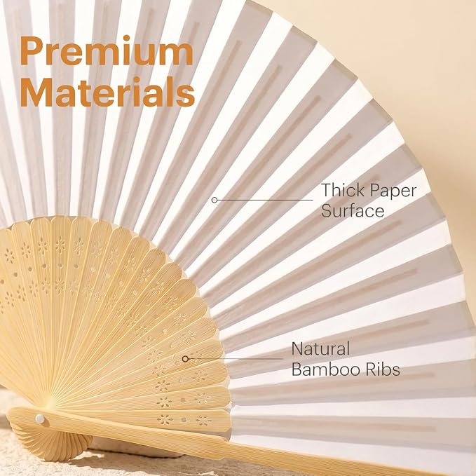 Paper Hand Fans, 8.3 Inch Foldable Handheld Fans - Image 4