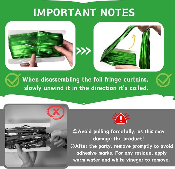 Matte Green Foil Fringe Curtain Backdrop Party Decorations 4PCS | 6.6×3.3 ft - Image 4