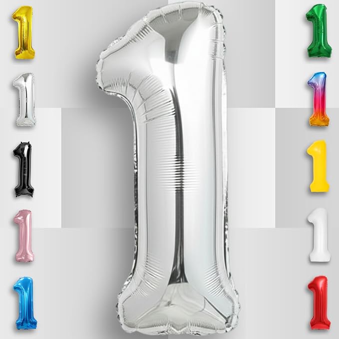 Silver Number Balloon 1 Mylar Foil Balloons 40 inch - Image 6