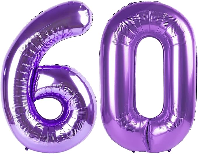 60 Balloon 40 inch Purple Number Balloons by Enyeopd