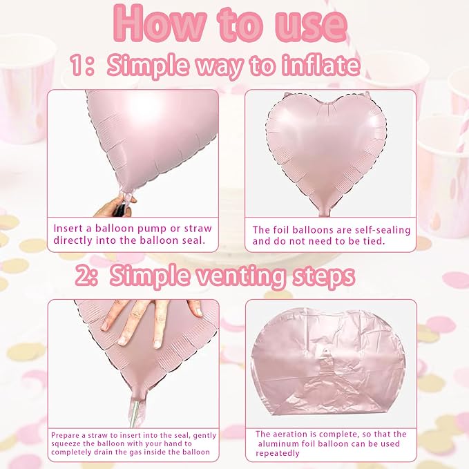 Rose Gold & Red Heart Balloons，18 Inch Purple Foil Love Heart Shaped Balloons - Image 7