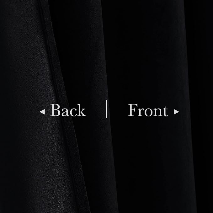 Black Velvet Theater Curtains Extra Wide Blackout Window Drapes - Image 3