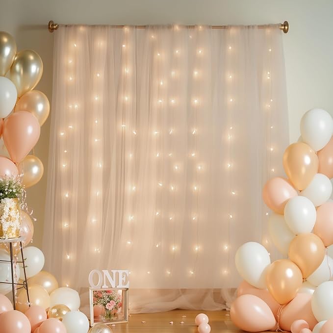 20x8ft Champagne Tulle Backdrop Curtain - Image 2