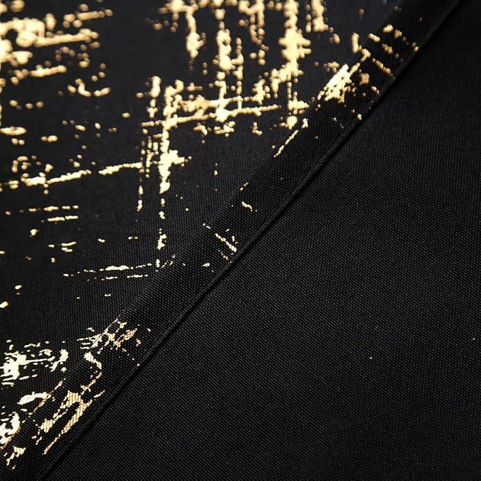 Taisier Home Gold Foil Print Linen Textured Curtains Geometric Dots Pattern - Image 8