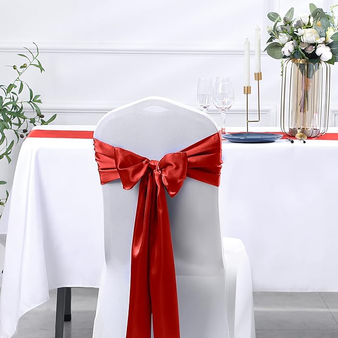 SiinvdaBZX 4 Pcs Red Satin Table Runner 12 x 108 inches Long | Bright Smooth - Image 6