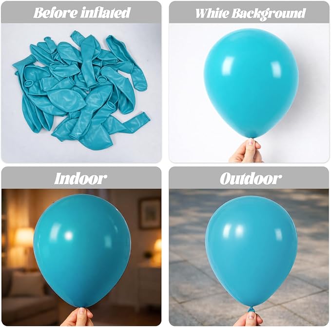 Voircoloria 90pcs Peacock Blue Balloons Garland Arch Kit, 18 12 10 5 Inch | - Image 3