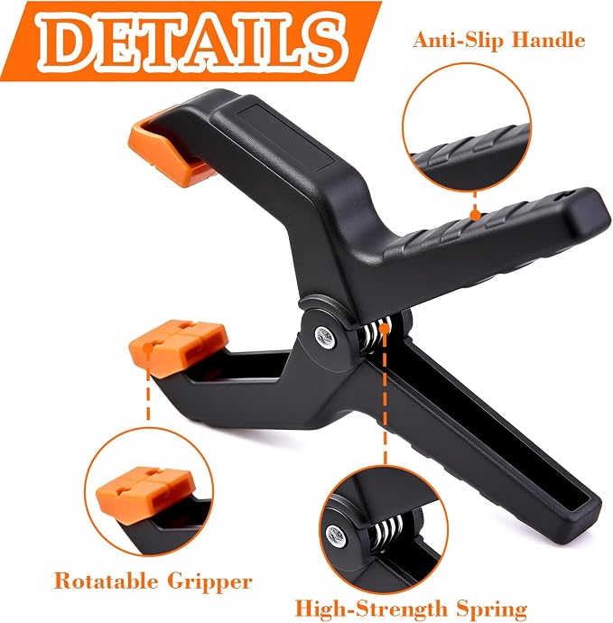 3.5 Inch Multipurpose Spring Clamps Set, 18 Pack Plastic Workholding Clamps - Image 3