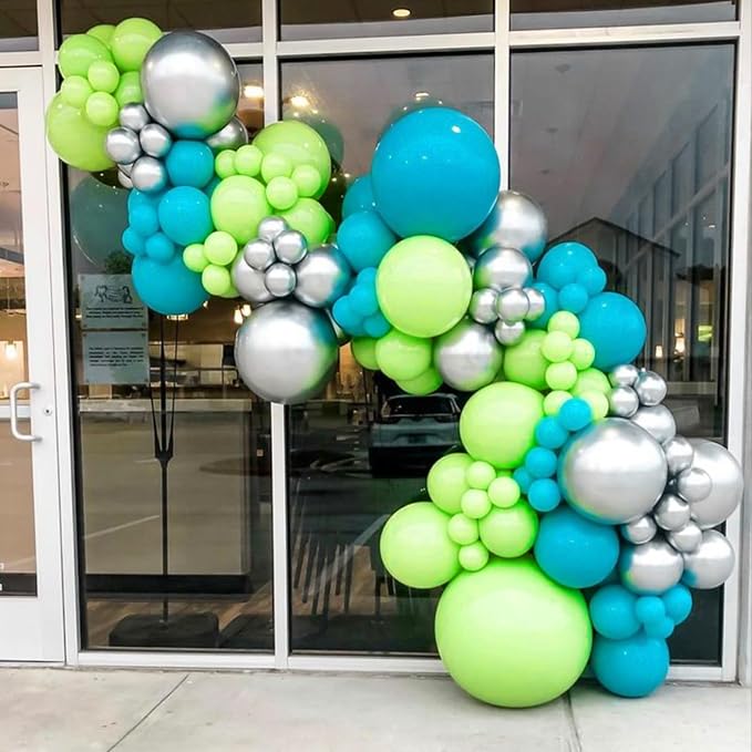 RUBFAC 129pcs Blue Green Balloons Different Sizes 18 12 10 5 Inch - Image 6