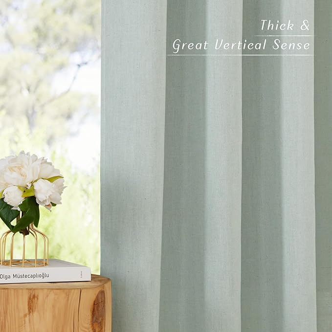 NICETOWN Linen Sage Green Window Curtains 84 inches Long, Grommet Thick Linen - Image 7