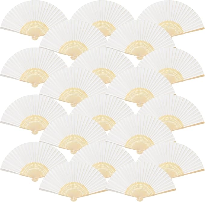 FEPITO 55 Pieces White Handheld Paper Fan Paper Folding Fans | Paper Folding by FEPITO