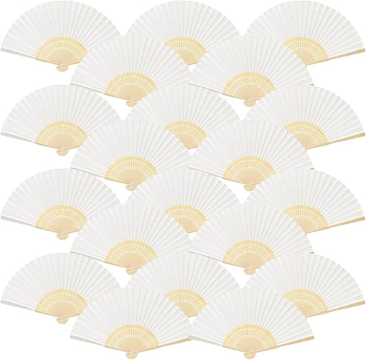 FEPITO 55 Pieces White Handheld Paper Fan Paper Folding Fans | Paper Folding by FEPITO