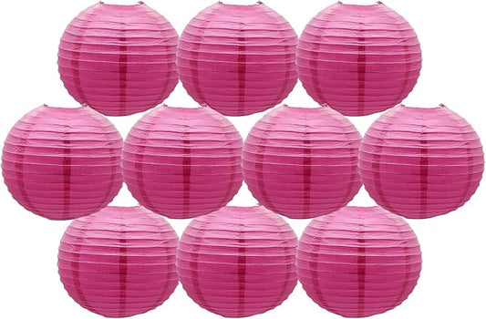 Hot Pink Paper Lanterns Round Chinese Paper Lanterns Decorative 10 inch | Paper by BARTHEW