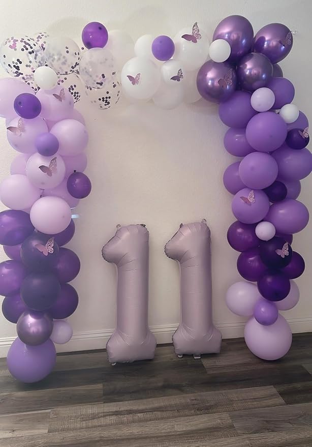 Number 1 Balloons 40 Inch for 1st 11 Birthday Decorations, Cream Purple | Jumbo - Image 4